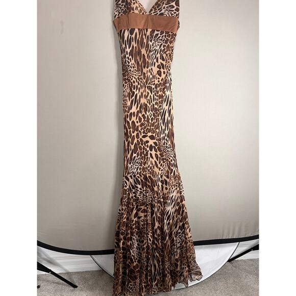 Mia Paluzzi Maxi Dress Leopard Print Sz 4 Y2K 2000s Formal Party Cocktail - Picture 10 of 15